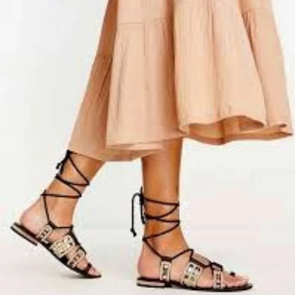 FREE PEOPLE Leather Mantra Mirror Sandals - Picture 2 of 7